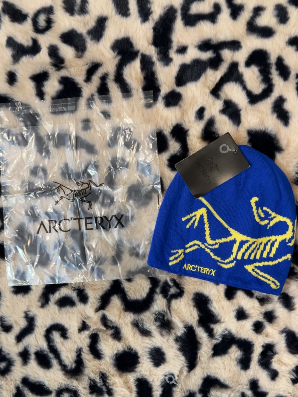 Arc'teryx Kids Blue Beanie with Yellow Logo Skeleton Design
